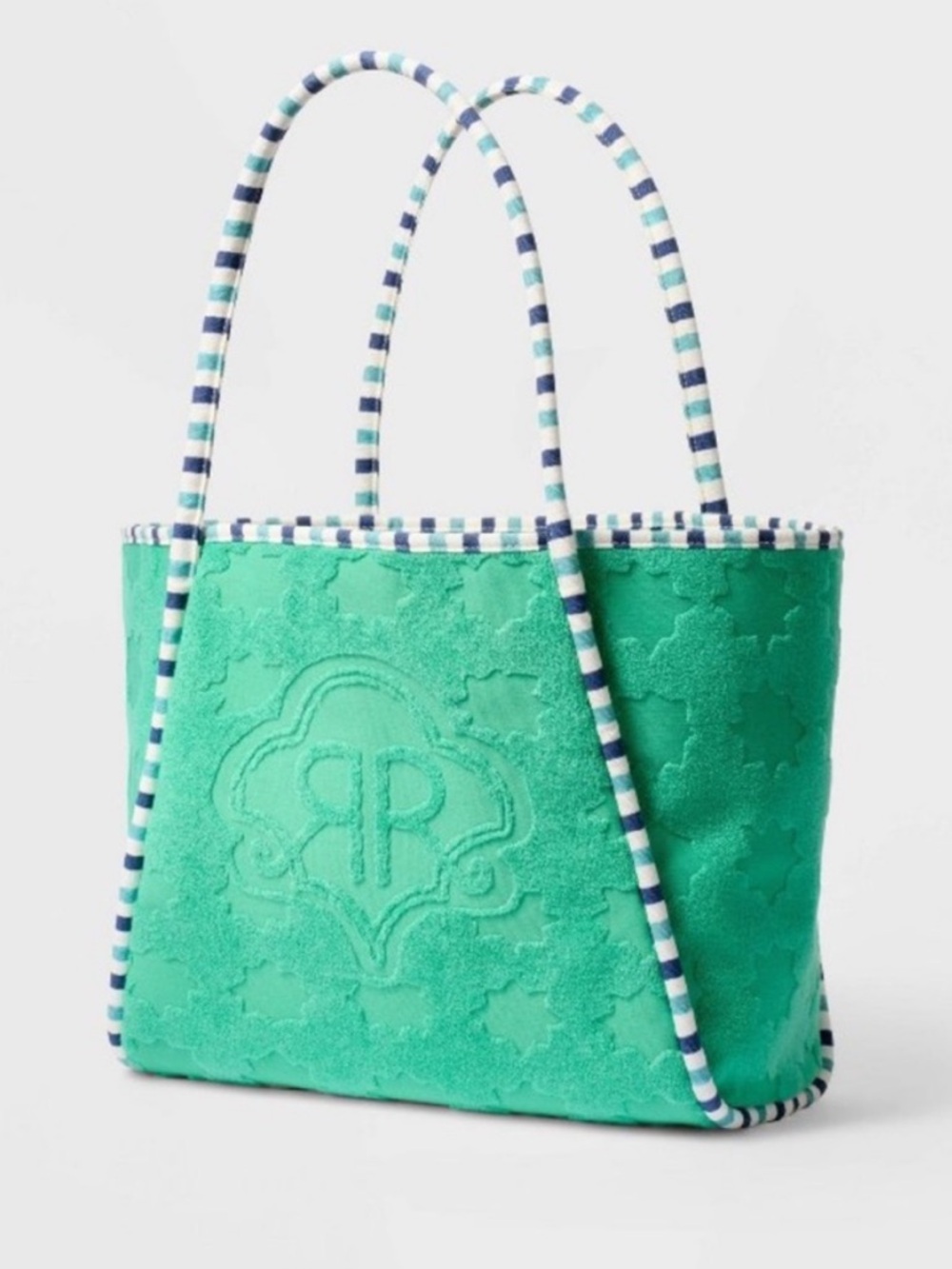 Roller Rabbit Green Tote with Striped Handles - Picture 3 of 4